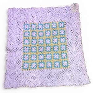 Vintage Handmade Crochet Granny Square Blanket